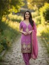 Purple With Green Red Thread Embroidery