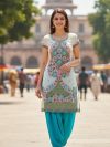 White and Blue Salwar Suit