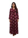 Deep Burgundy or maroon base color floor-length maxi dress