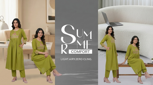 Best Summer Office Wear Pure Cotton A-Line Kurta Set in Chandigarh, India By Aryans Design Den (ADD)