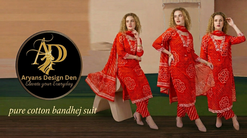 Best Summer Pure Cotton Bandhej Suit for Office Wear in Chandigarh  By Aryans Design Den (ADD)