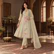 Golden -Cream Embroidered Patches A-line Dupatta Suit