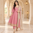 Pink Embroidered Anarkali Suit with Dupatta