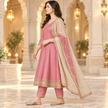 Pink Embroidered Anarkali Suit with Dupatta