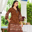 Brown Jaipur Mirror Work Printed Kurta Set