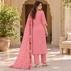 Blush Pink Floral Embroidered Cotton Dupatta Suit