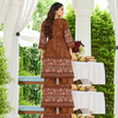 Brown Jaipur Mirror Work Printed Kurta Set