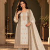 Metalic Cream Designer Dupatta Suit