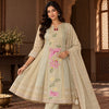 Golden -Cream Embroidered Patches A-line Dupatta Suit