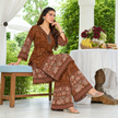 Brown Jaipur Mirror Work Printed Kurta Set
