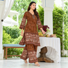 Brown Jaipur Mirror Work Printed Kurta Set