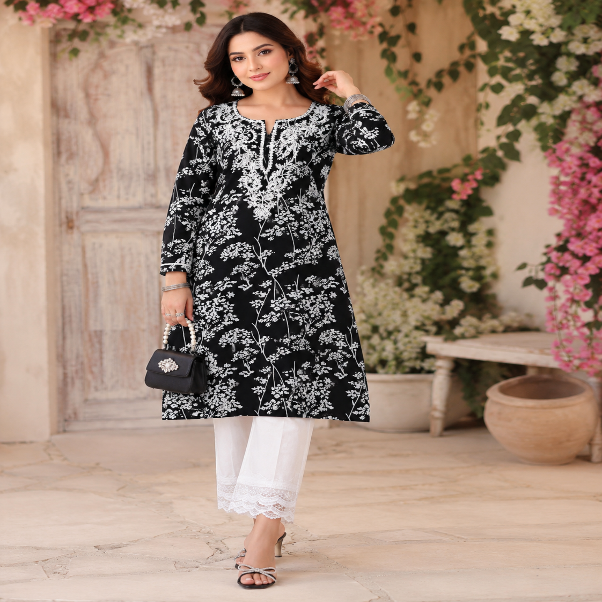 Black Chikankari Kurta Set