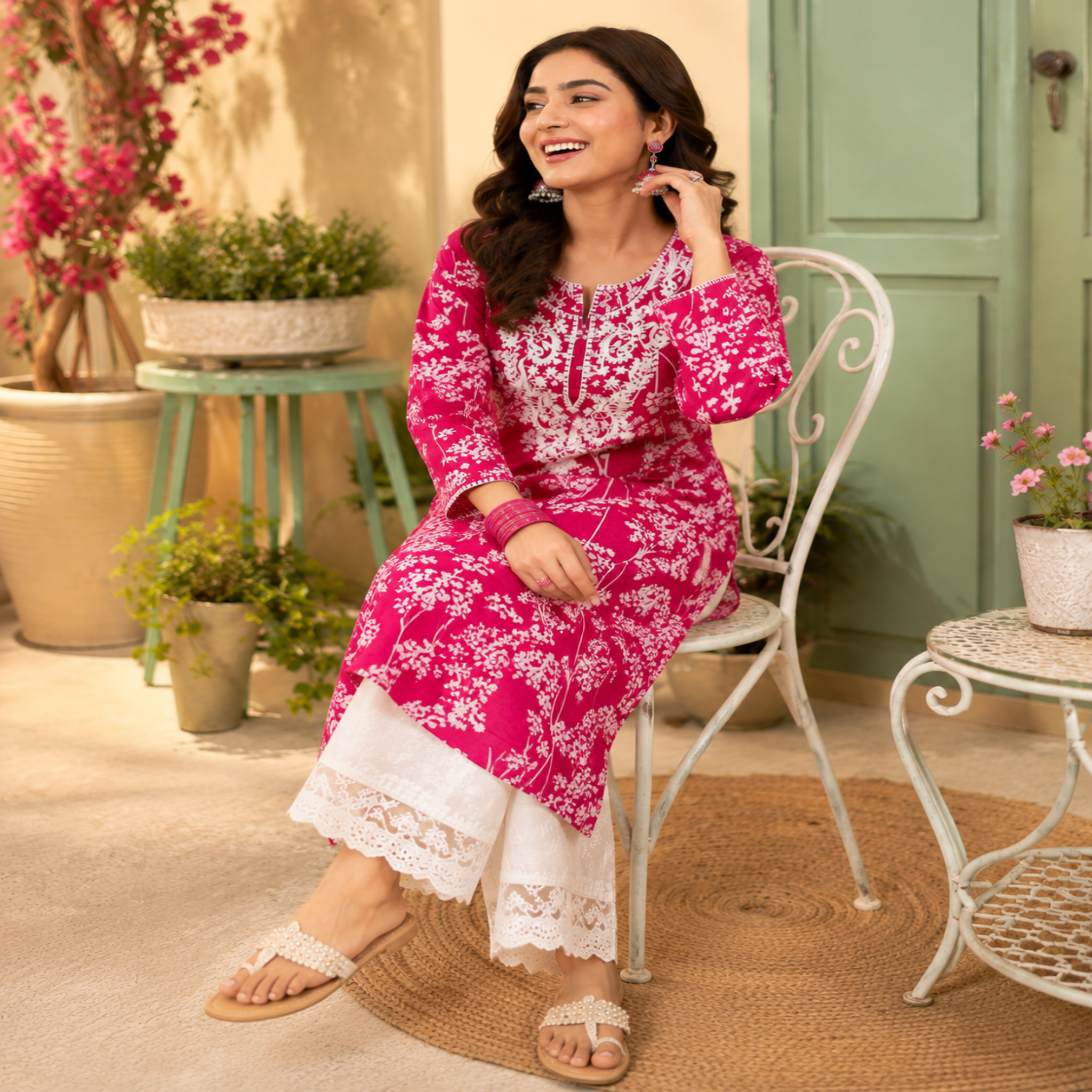 Pink Chikankari Kurta Set