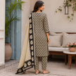 Beige Black Printed Dupatta Suit for Women with Geometric Print Kurta