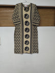 Beige Black Printed Dupatta Suit