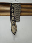 Beige Black Printed Dupatta Suit