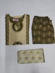 Beige Green Printed Dupatta Suit