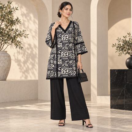 Black Floral Farshi Cord Set