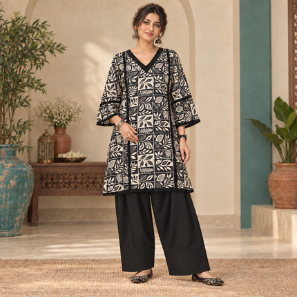 Black Floral Farshi Cord Set