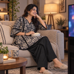 Black Floral Farshi Cord Set