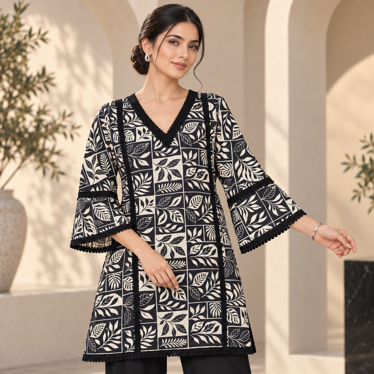 Black Floral Farshi Cord Set