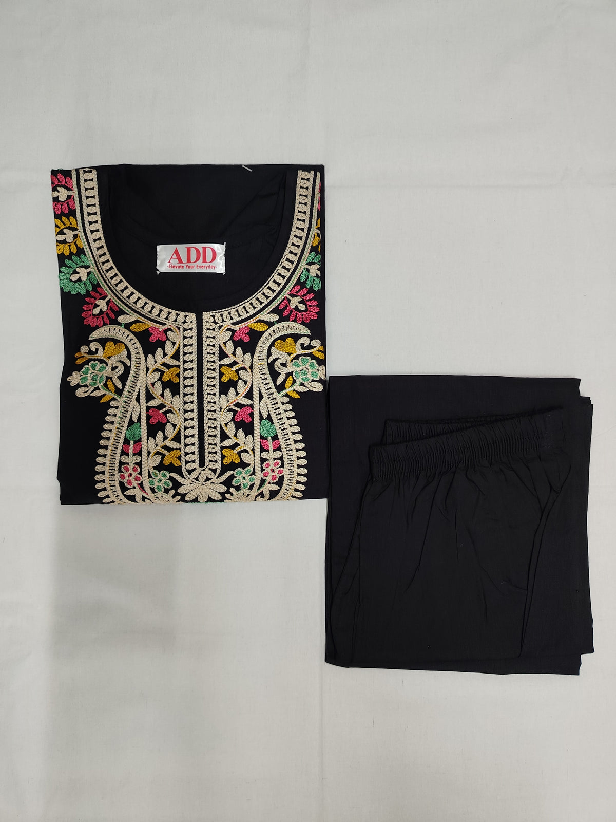 Black Embroidery Kurta Set