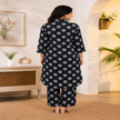 Black printed co-ord set for women with cotton tunic and matching straight-fit pants