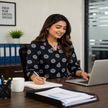 Black printed co-ord set for women with cotton tunic and matching straight-fit pants