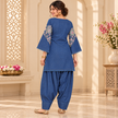 Blue Embroidered Denim Farshi Cord Set