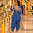 Blue Embroidered Denim Farshi Cord Set