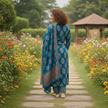 Blue Ajrakh cotton dupatta suit for women with printed kurta, pants and dupatta