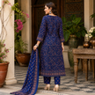 Blue Printed Cotton Dupatta Suit for Women with Floral Print Kurta

