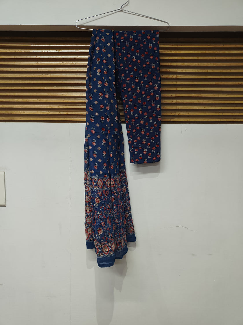 Blue Printed Dupatta Suit