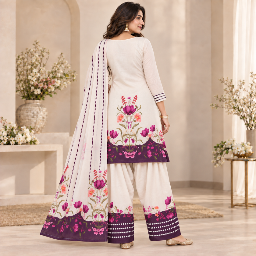 Blush Pink Satin Farshi Set with Dupatta