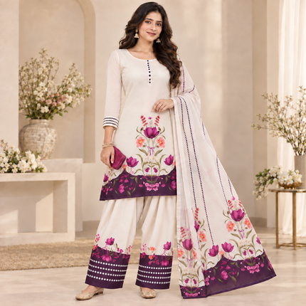 Blush Pink Satin Farshi Set with Dupatta