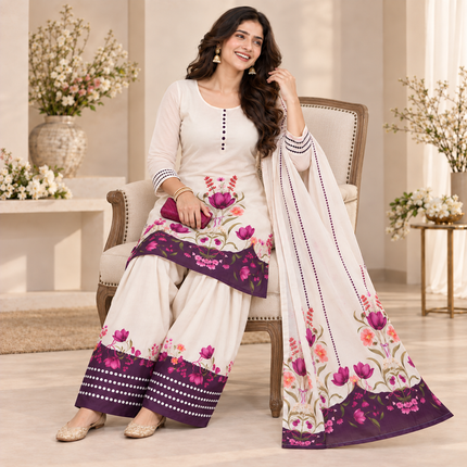 Blush Pink Satin Farshi Set with Dupatta