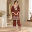 Brown Embroidery Cord Set