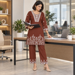 Brown Embroidery Cord Set