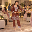 Brown Embroidery Cord Set