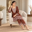 Brown Embroidery Cord Set