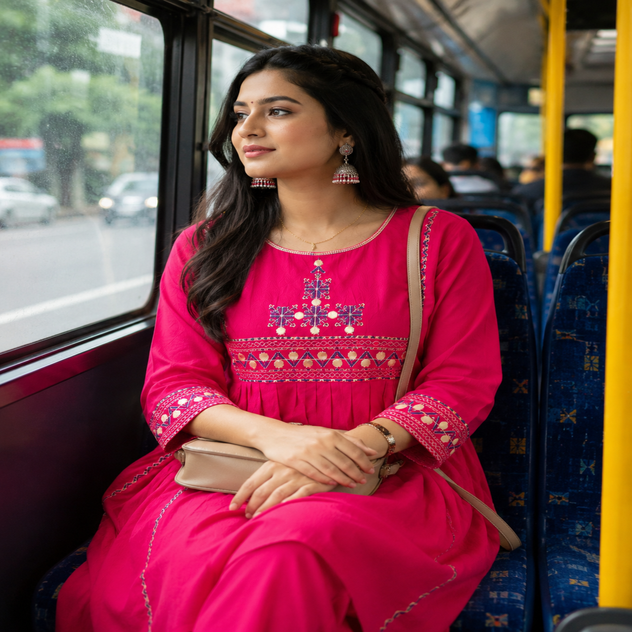Pink A Line Kurta Set