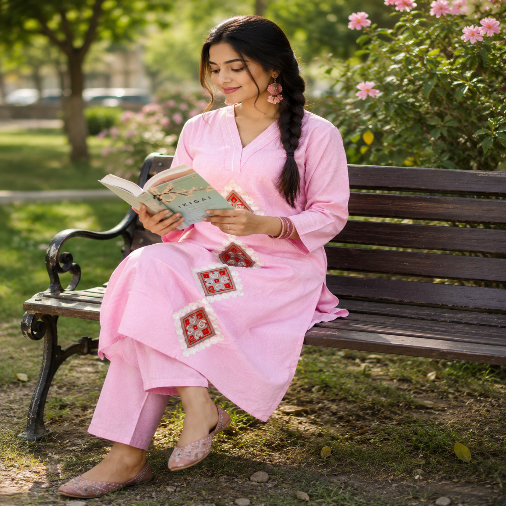 Pink A Line Kurta Set