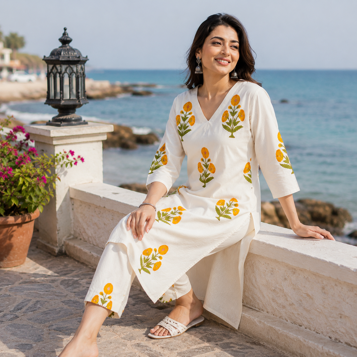 Yellow Floral Kurta Set