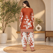 Floral Orange-Cream Woolen Farshi Salwar