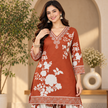 Floral Orange-Cream Woolen Farshi Salwar
