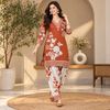 Floral Orange-Cream Woolen Farshi Salwar