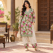 Floral Green-Cream Woolen Farshi Salwar