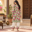 Floral Green-Cream Woolen Farshi Salwar