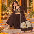 Brown / Coffee Yoke Embroidery Designer Dupatta Suit