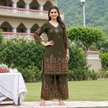 Mehndi Green Mirror Work Printed Kurta Set